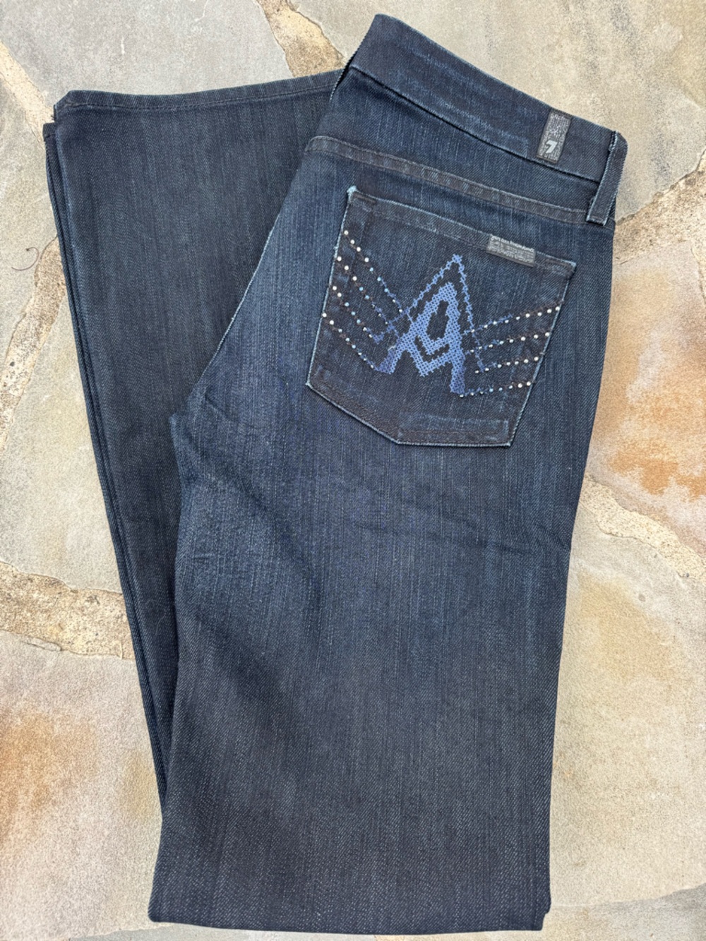 Vintage 7 for All Mankind Denim Jeans A Pocket with Crystals
